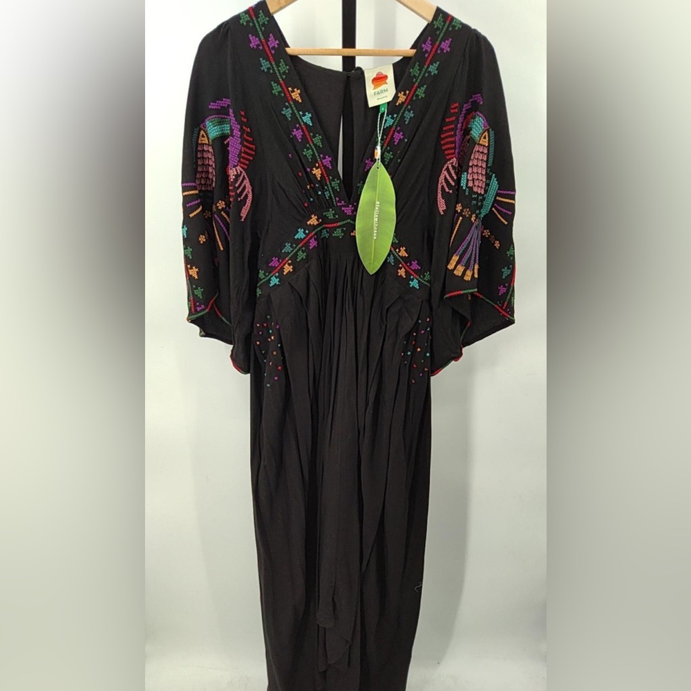 FARM Rio Black Dress with Colorful Embroidery - Picture 2 of 3